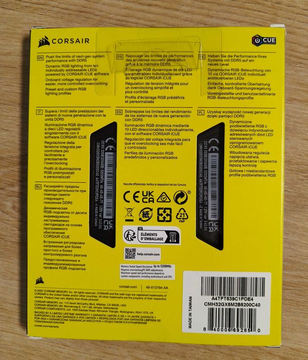 Nowa pamięć Corsair Vengeance RGB DDR5 32GB 5200MHz Intel XMP