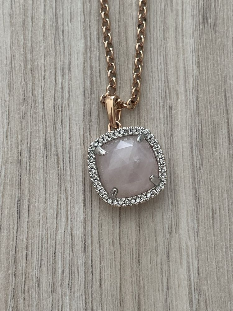 Colar prata rosa dourado com zirconias