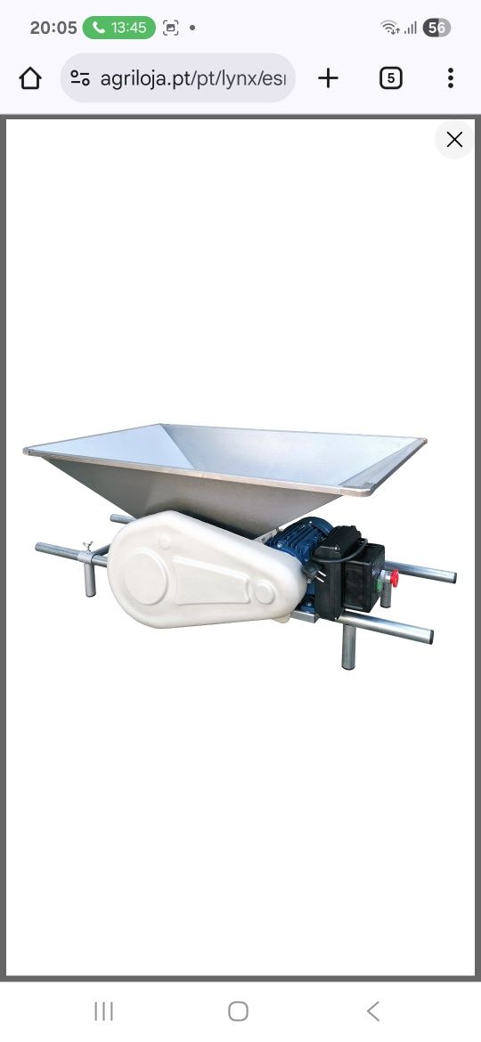 Esmagador de uvas 0.75 cv e dorna de 1000l