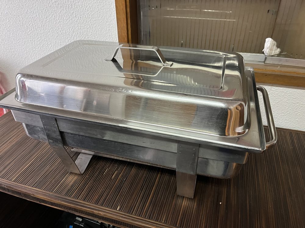 Rechaud Banho Maria em inox covete com 53cm x 32.5 x 13cm altura