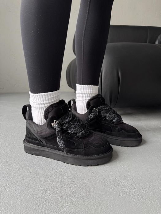 36-45 Зимові снікерси UGG Lowmel Sneaker Black,чорні ловмели,чорні угг