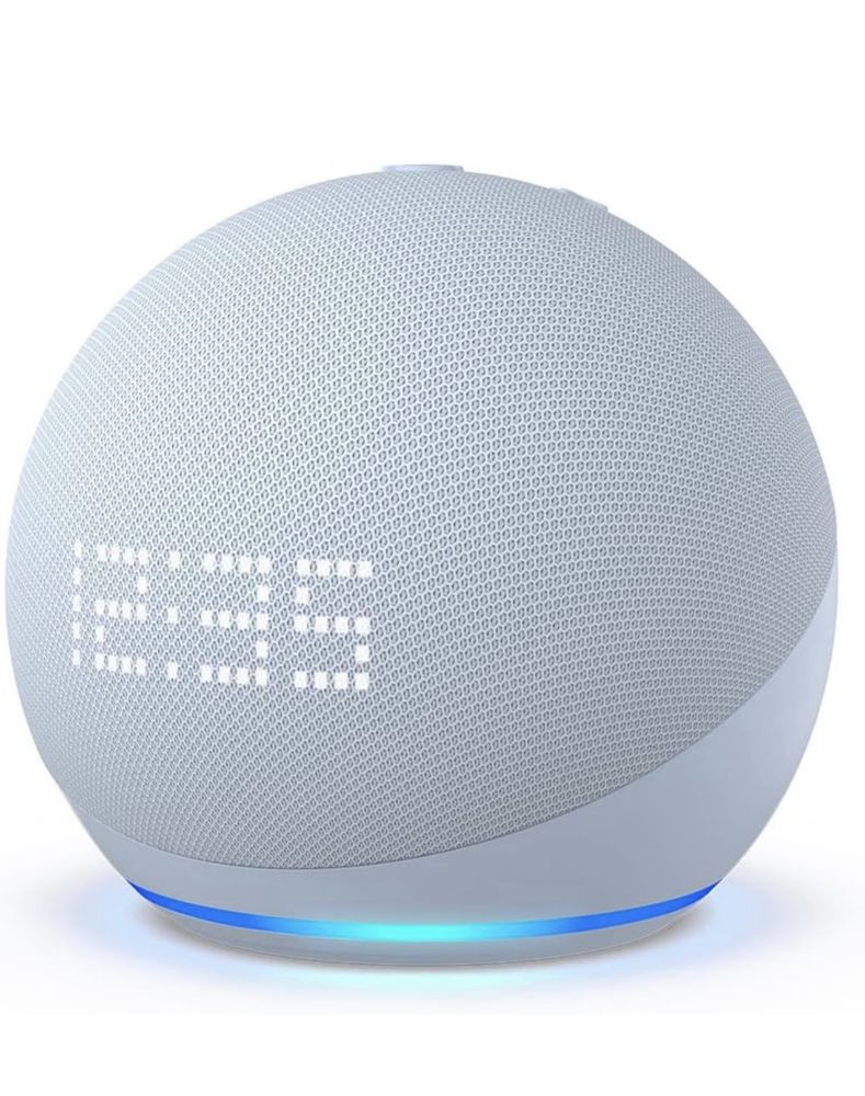 Alexa echo dot 5 com relogio azul
