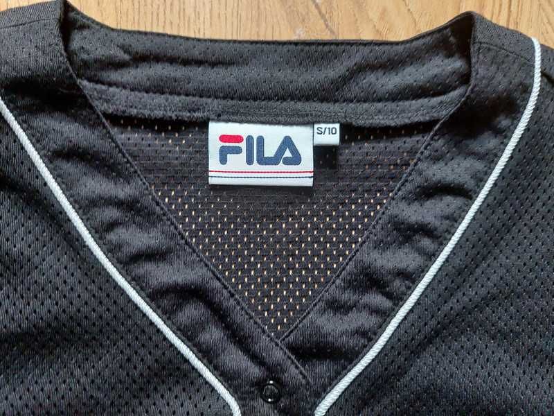 Koszulka Fila S siateczka rozpinana czarna baseball t-shirt bluzka