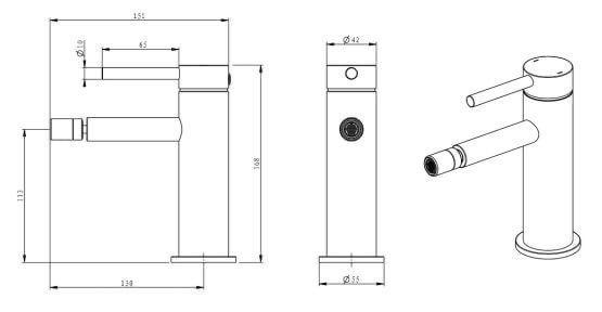 Bateria bidetowa Emporia Fly złoty