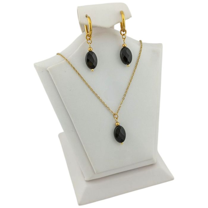 Komplet ręcznie robiony naszyjnik i kolczyki onyks kamienie naturalne