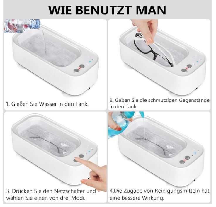 Myjka ultradźwiękowa, bezprzewodowa, 45000 Hz 500ml MeYuxg