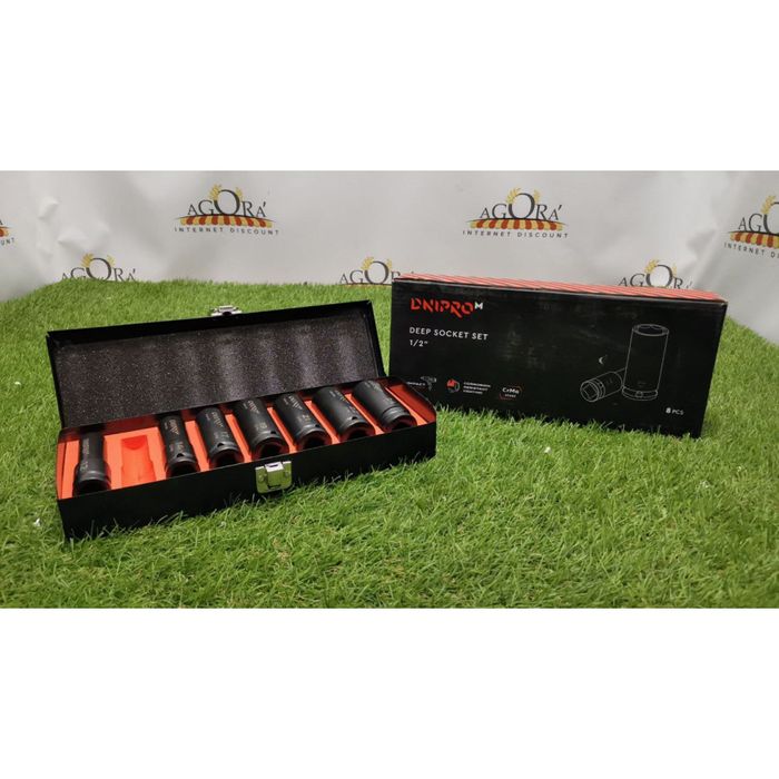 Набір ударних головок торцевих DNIPRO-M, подовжені, CR-MO, тефлон, 1/