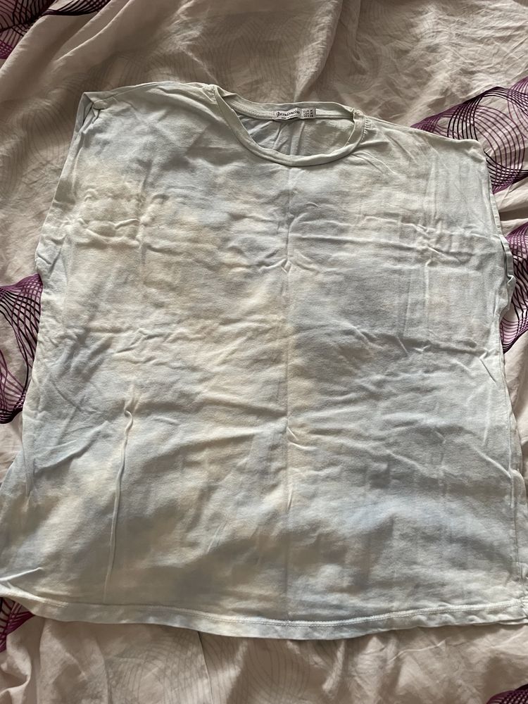 Niebieska koszulka tshirt oversize Stradivarius M 38