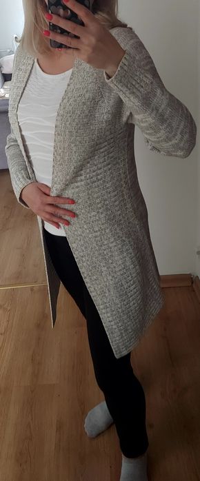 Kardigan sweter melanż szary ecru Reserved rozm. 38 / 40