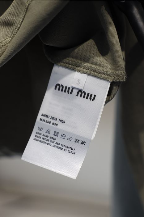 Лонгслів Miu Miu Long Sleeve Crop T-Shirt Green