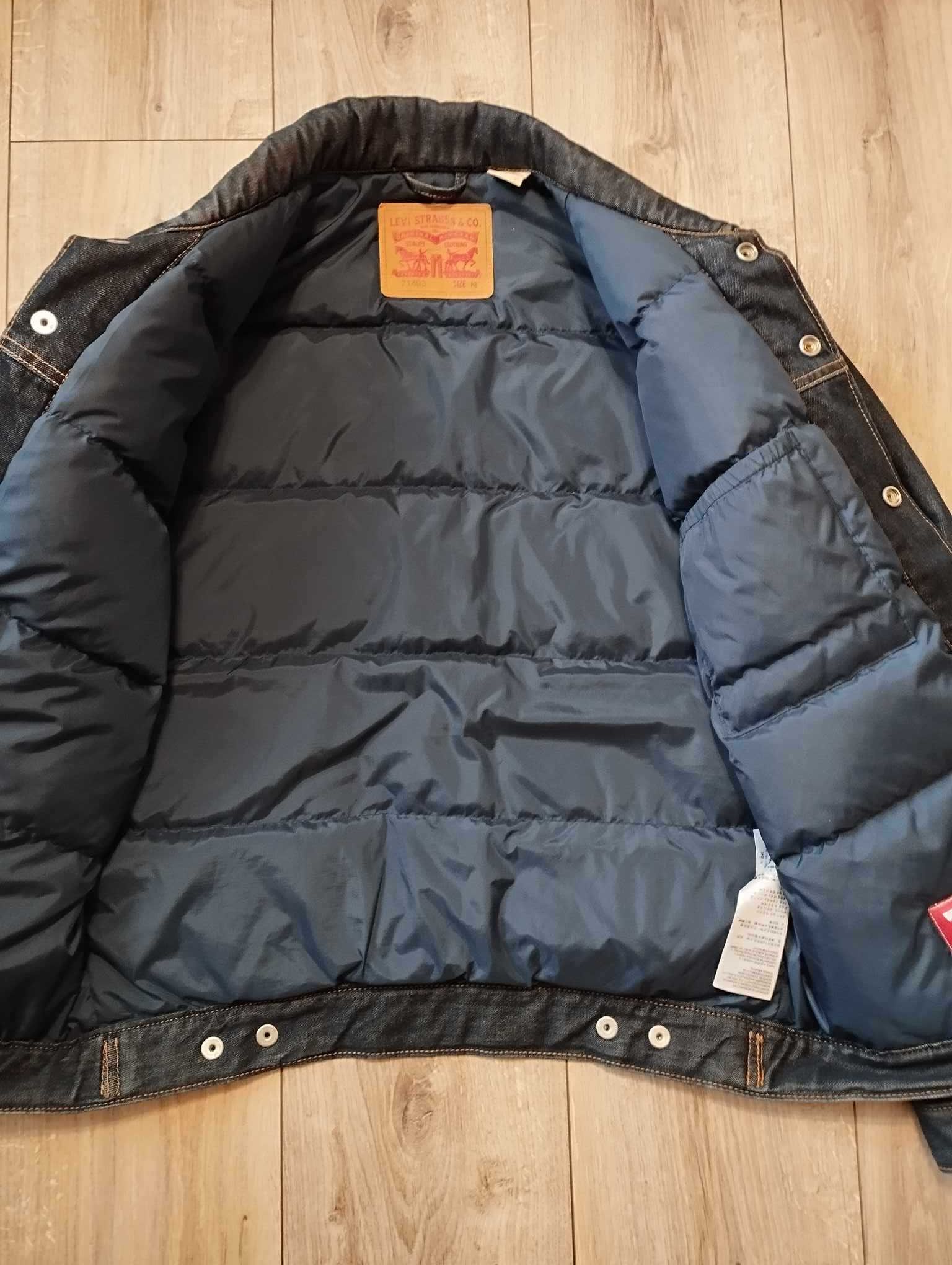 Levi's Down Trucker jacket Rinsed Denim kurtka puchowa M jak nowa