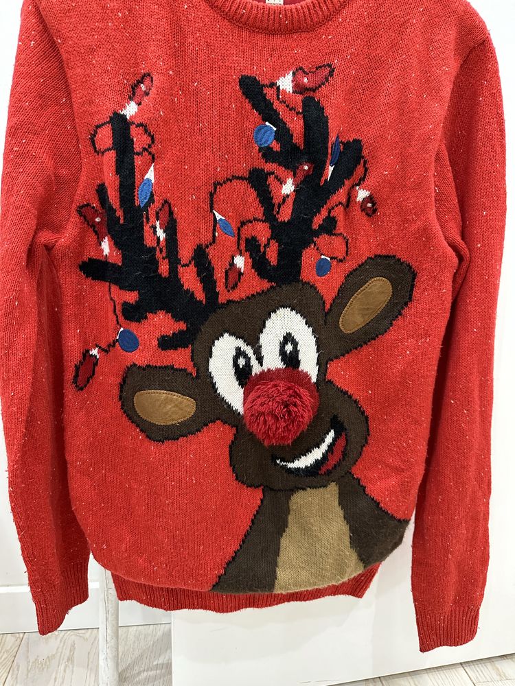 Oh deer sweter świąteczny z reniferem czerwony