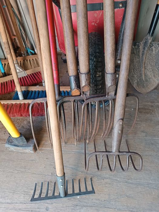 Várias ferramentas de jardinagem