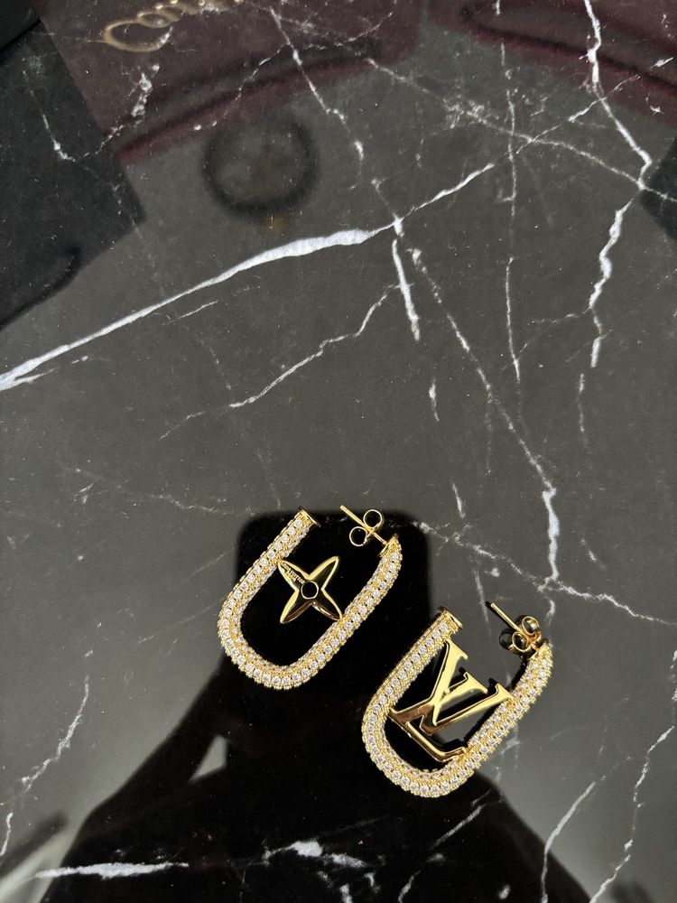 Nowe złote kolczyki Louis Vuitton LV stal