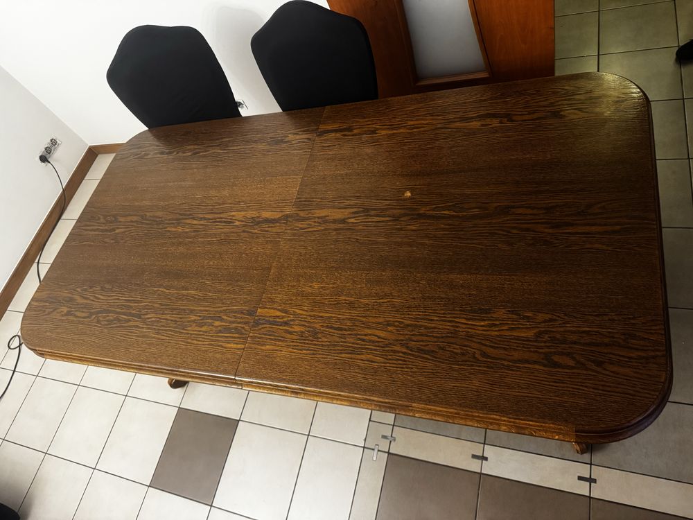 Stół drewniany 200x105 dębowy, mocny klasyczny rozkładany ciemny