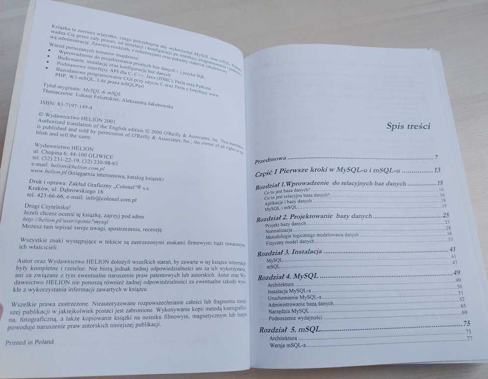 MySQL i mSQL O'Reilly Systemy do zarządzania bazami danych Yarger King