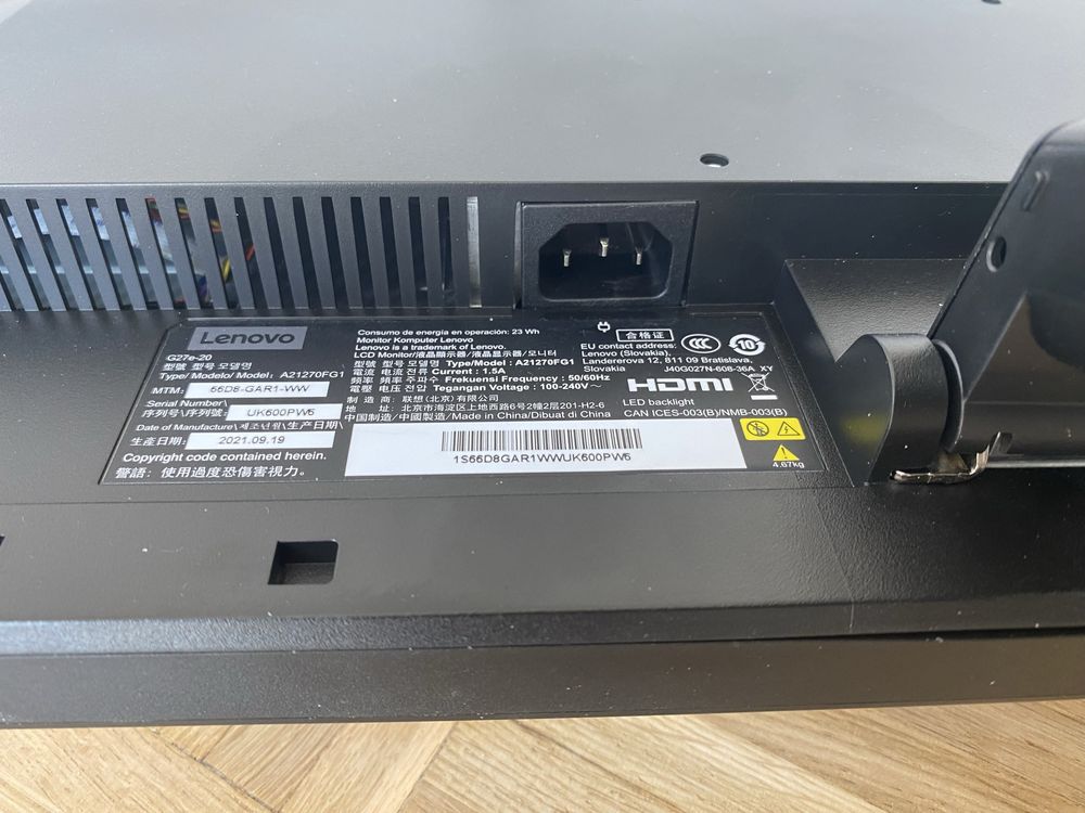 Monitor LENOVO G27E-20 27" 1920x1080px 100Hz 1 ms