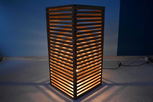 Lampa podłogowa Drewniana ręczna robota 33x33x67