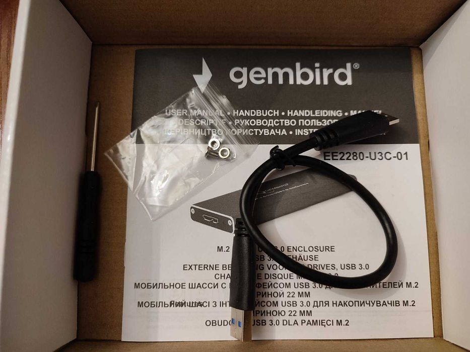 карман для SSD Gembird M.2 (NGFF) 2.5"/M.2 USB 3.0 Чорний
