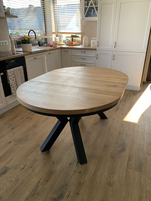 Stół okrągły 110 + 2 wkładki po 50dębowy lity dąb naturalny