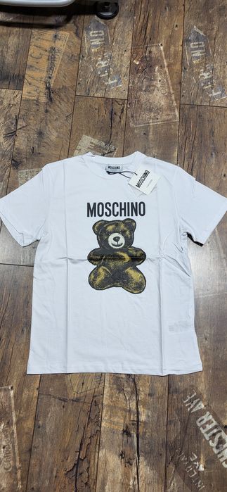 Biała koszulka męska t-shirt bawełna premium logo miś tous L