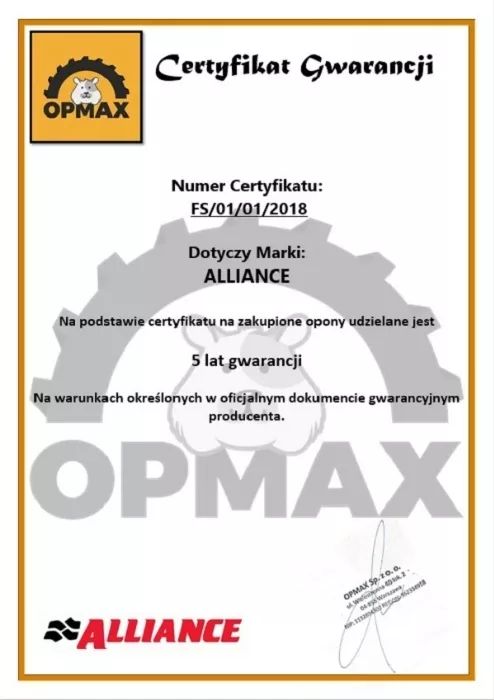 NOWA OPONA 12-16.5 12PR 144A2 TL 906 ALLIANCE 5 Lat GW.