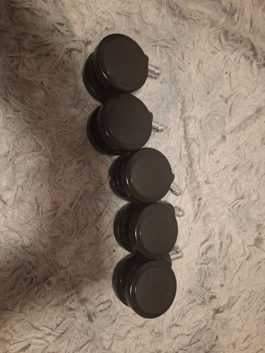 Zestaw 5 czarnych kółej do foteli biurowych