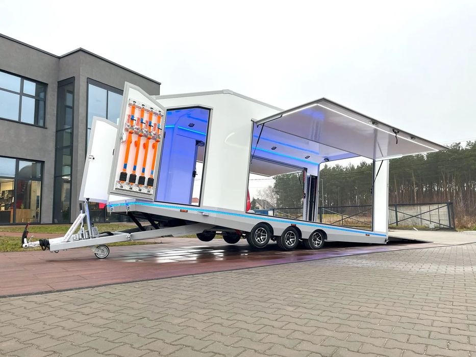 TA-NO SPORT TRANSPORTER 35.60 PREMIUM  Przyczepa box trzyosiowa 6 m, DMC 3,5t, do przewozu samochodów