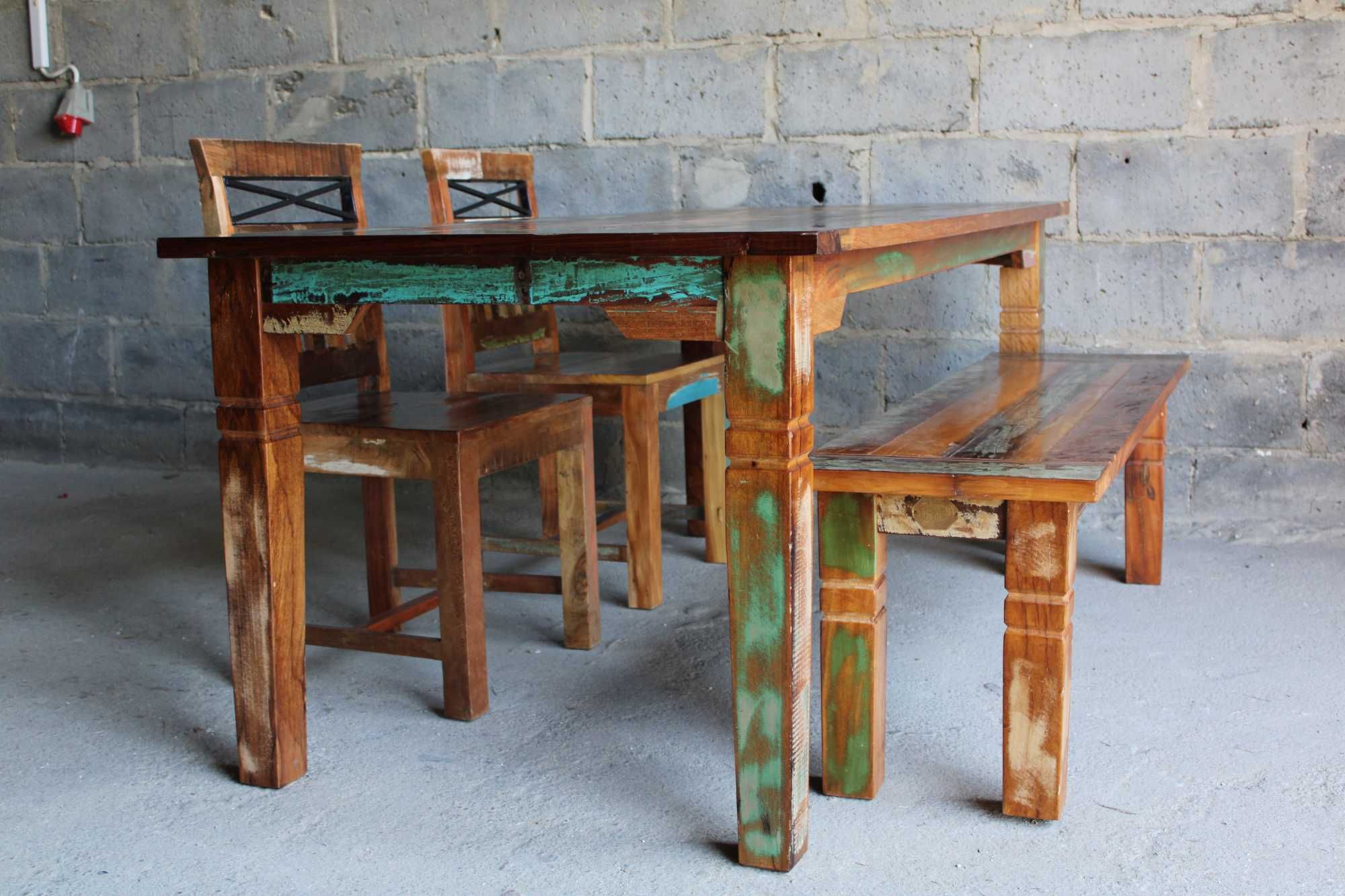 Zestaw stół krzesła ławka kolonialna akacja teak kolekcja spirit loft