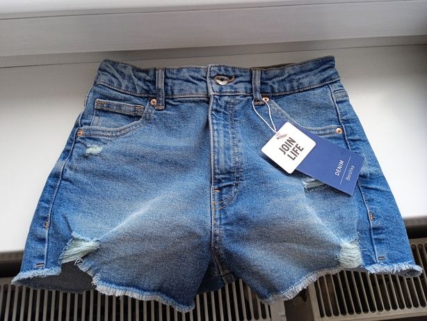 Szorty dżinsowe jeansy spodenki Bershka 36 S dziury poszarpane