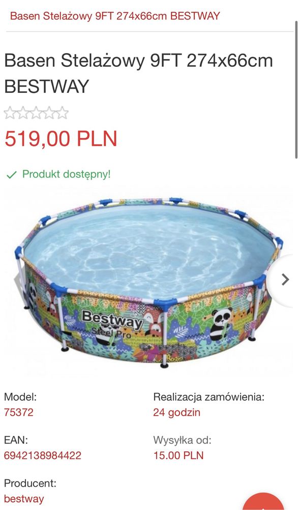 Basen stelażowy okrągły Bestway 5612F 274 x 66 cm