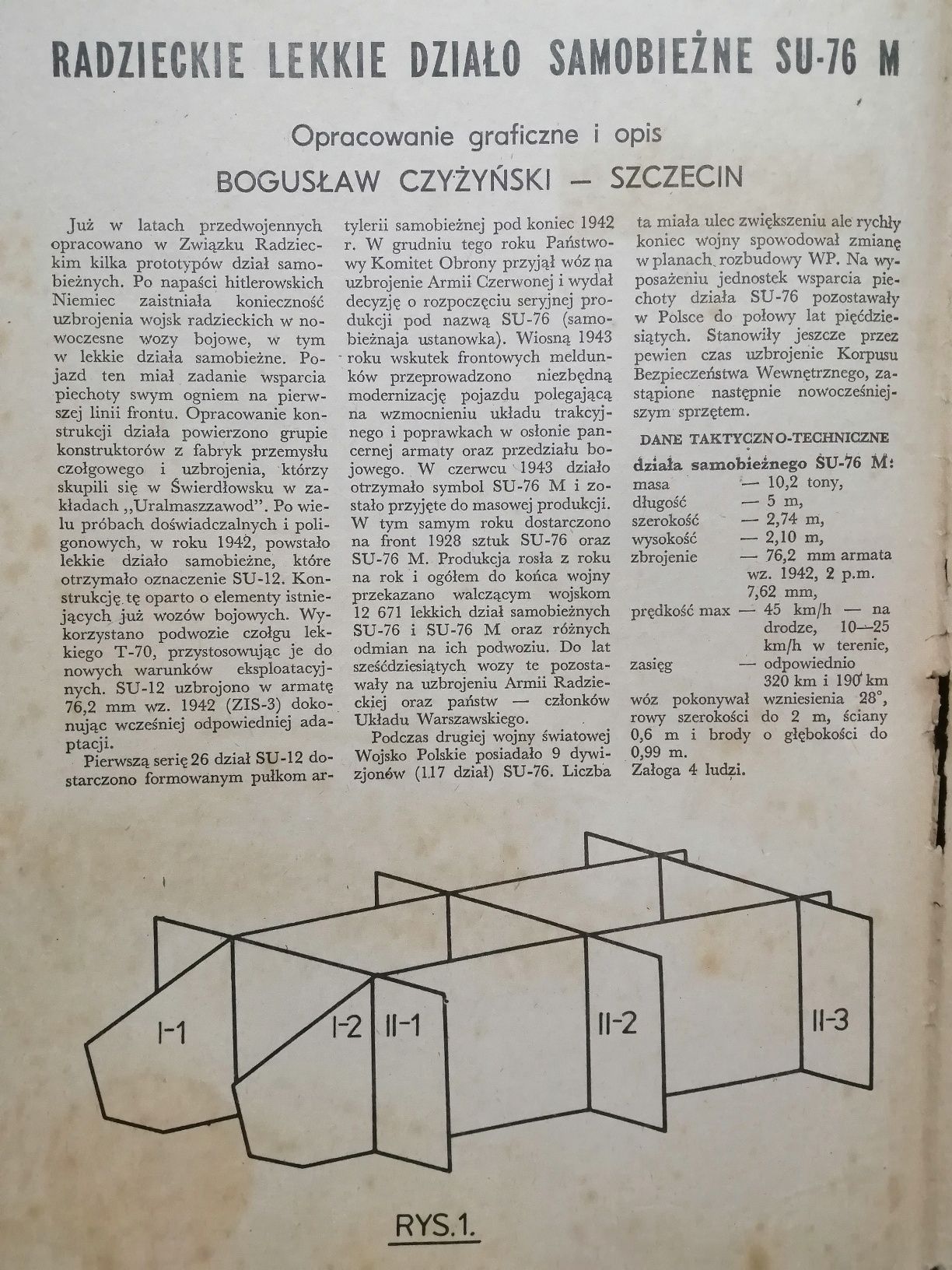 model kartonowy SU-76 M  5/1983 Mały Modelarz