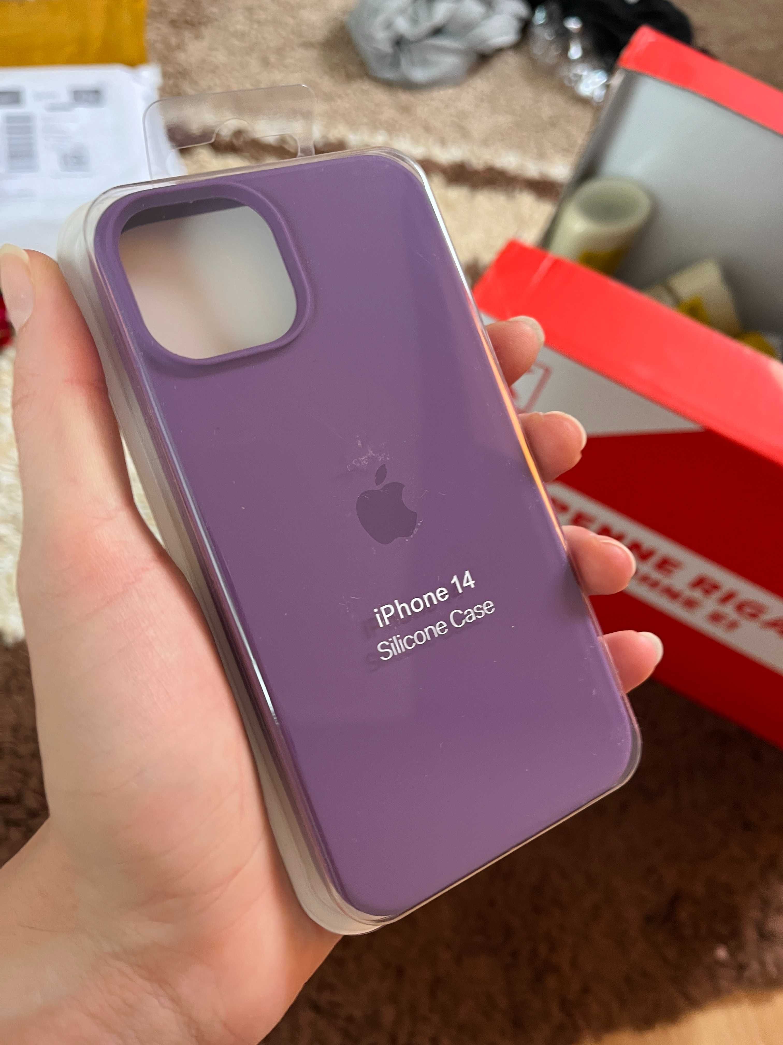 Case iPhone 14 etui silikonowe nowe logo apple fioletowe