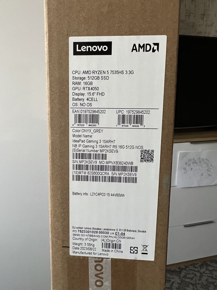 Lenovo ideapad gaming 3, озу 32, видеокарта 6гб, проц райзен5 535