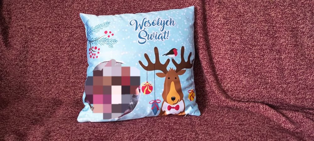 Poduszka świąteczna ze zdjęciem wzór renifer
