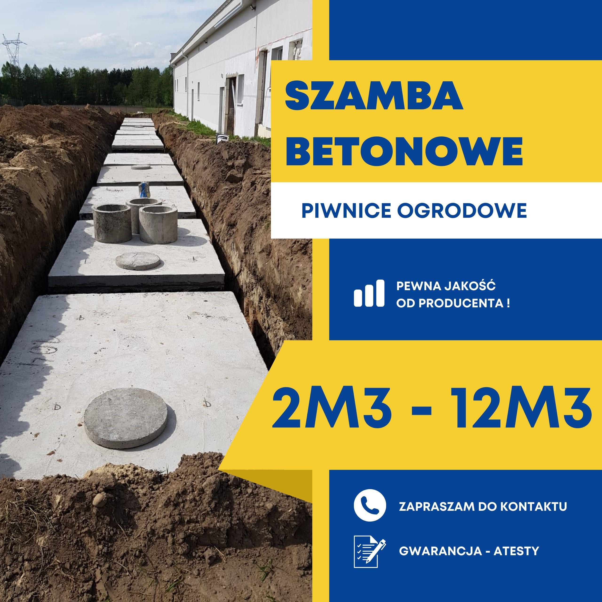 Zbiornik na deszczówkę wodę szambo szamba betonowe 10m3 Kanał Piwnica