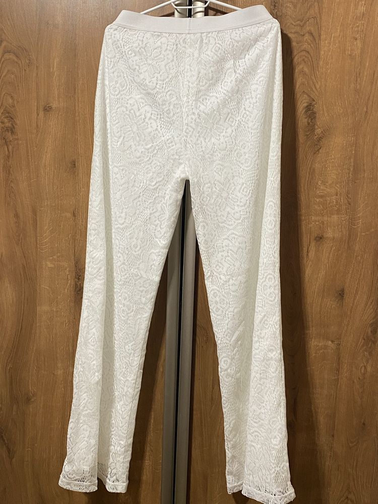 Ażurowe, koronkowe spodnie damskie „Alba Moda” 38/M - nowe, białe