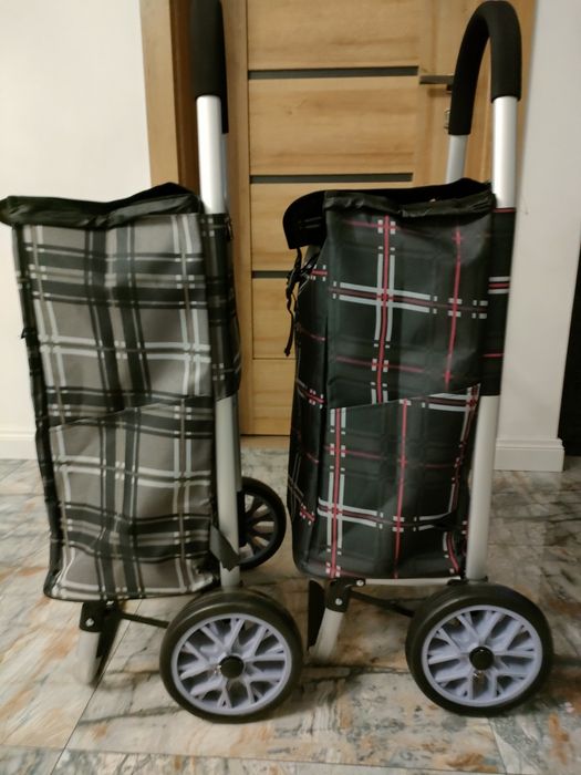 Wózek na zakupy aluminiowa rama duże koła na łożyskach