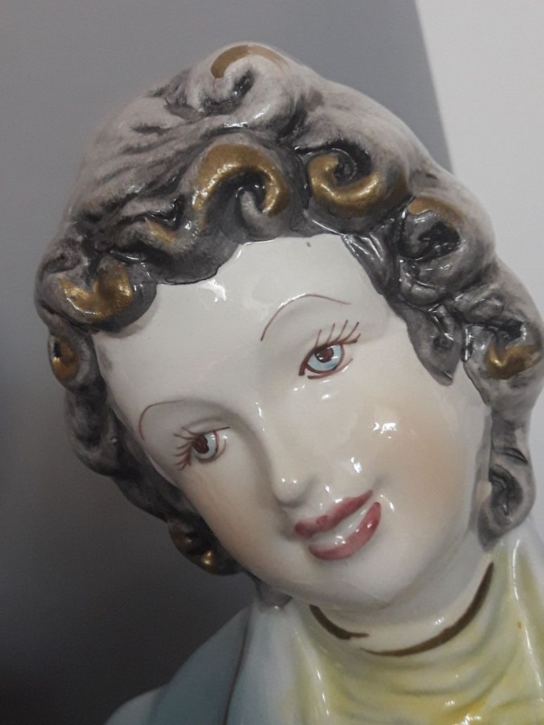 Olbrzymia posągowa  figurka porcelanowa Capodimonte Włochy.