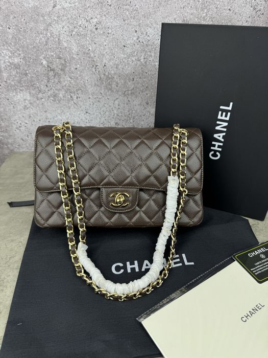 Сумка Chanel Chocolate Gold Texture шкіра | шоколадна