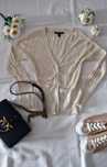 Sweterek rozpinany ażurowy kremowy casual vintage styl Mango S