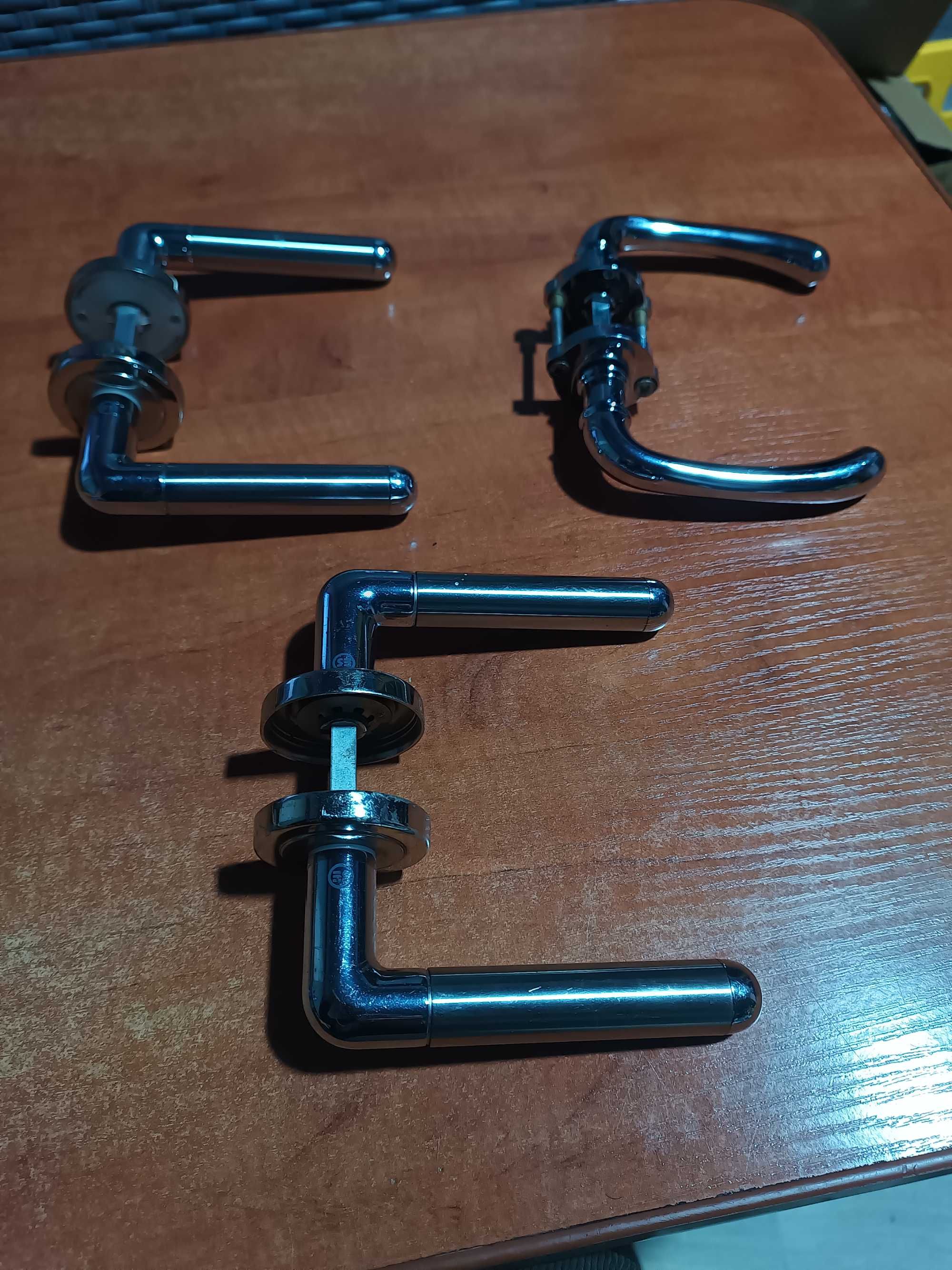 3 solidne klamki mosiężne chromowane