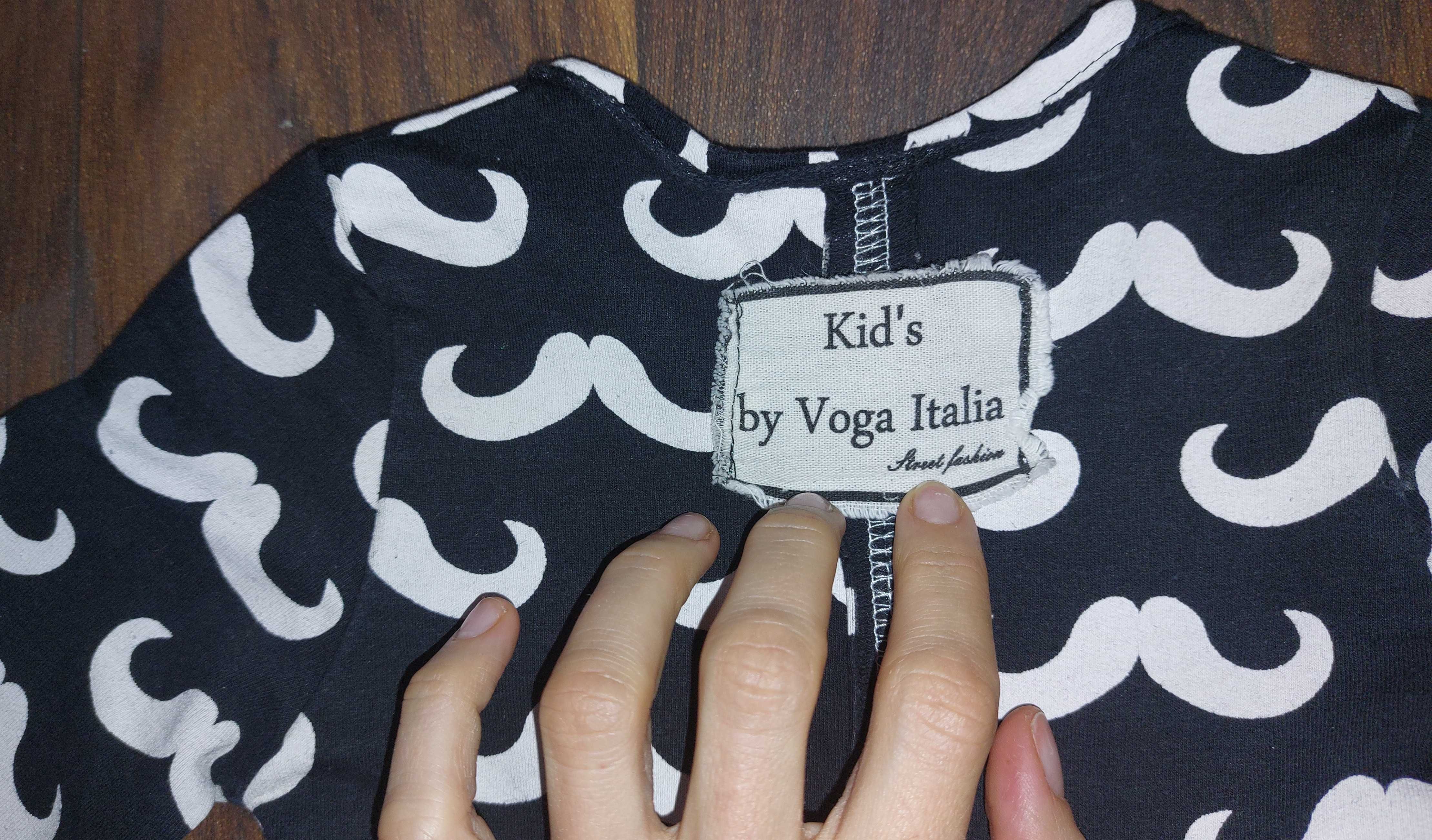 Kid's by Voga Italia, Sukienka, czarna w białe wąsy, rozmiar 86/92