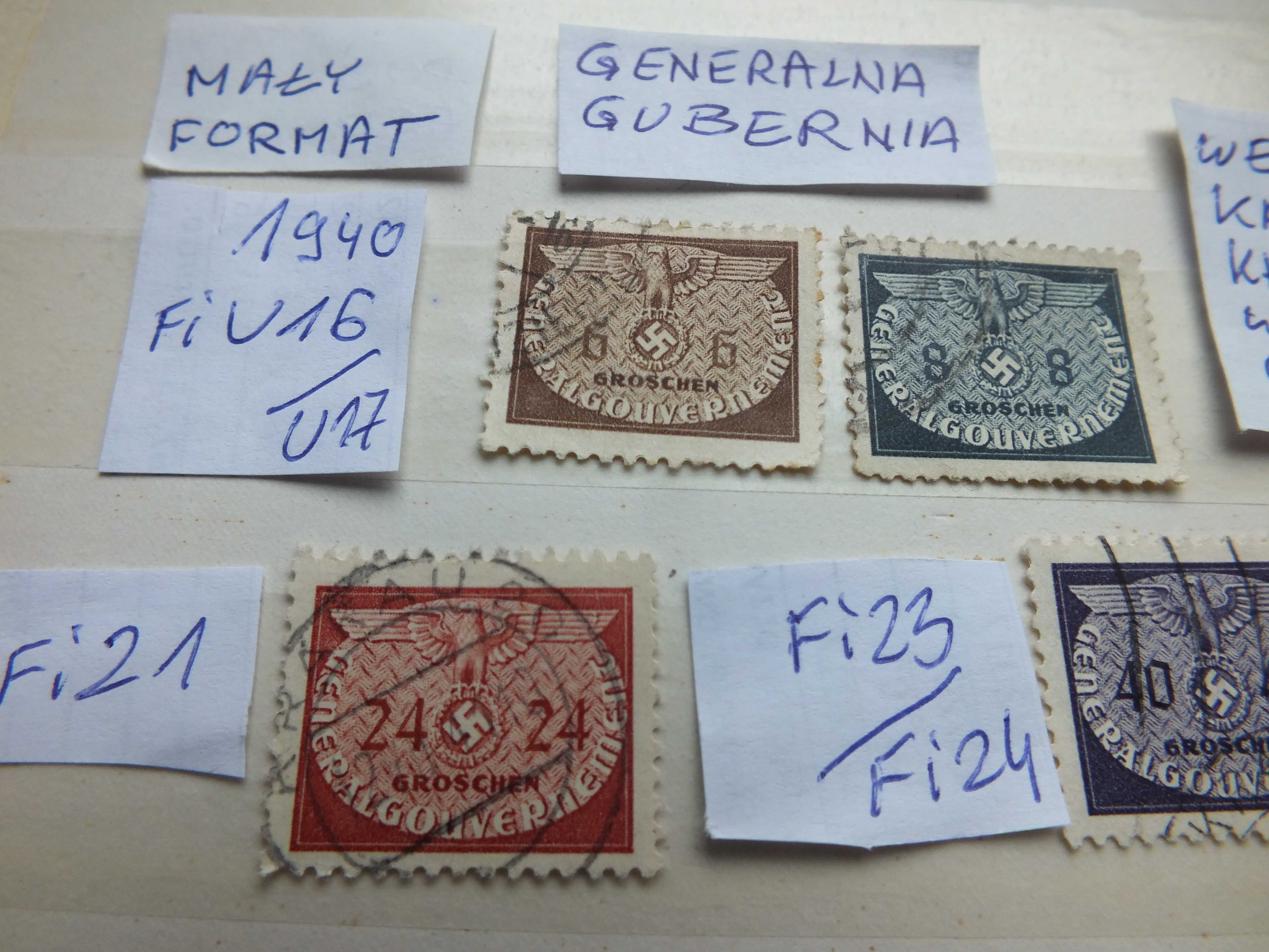 5szt. znaczki Fi U16 GG 1940r. Niemcy Swastyka gapa PMW Rzesza