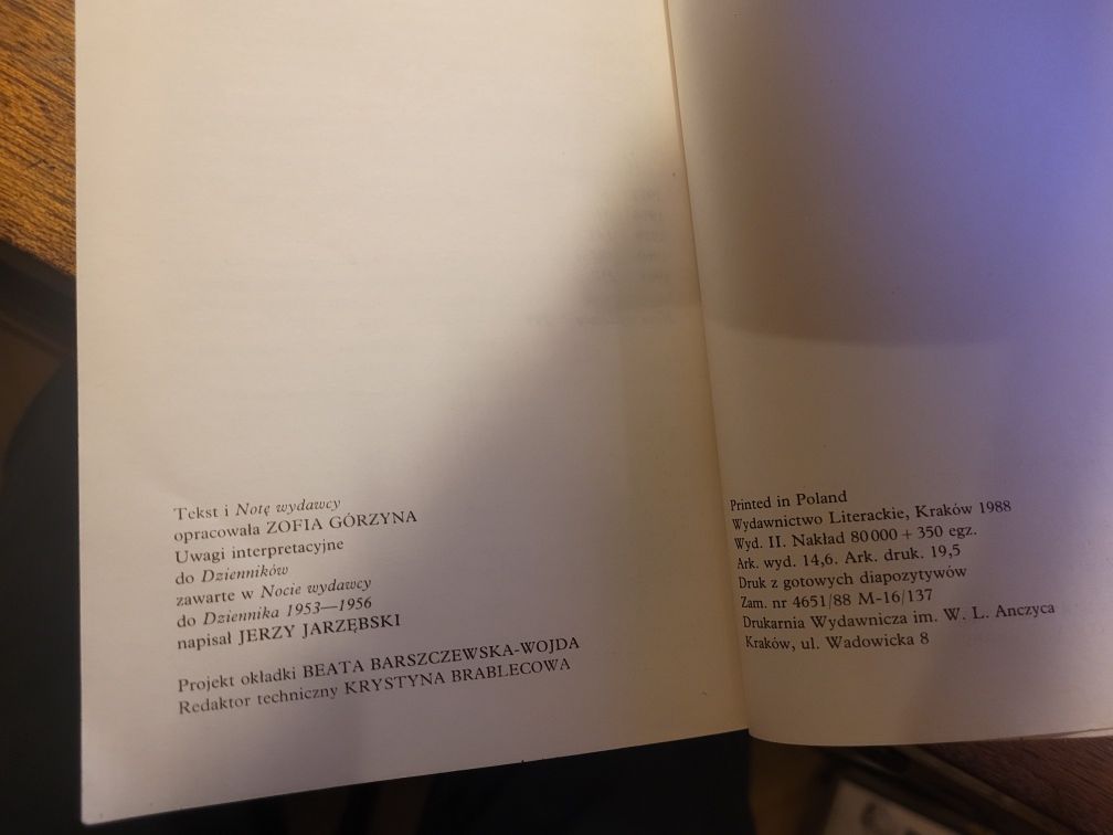 Witold Gombrowicz Dzienniki 1957/1966 Dzieła t.8 i 9 WL 1986