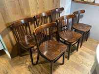 Krzesła typu Thonet gięte 6 sztuk ciemny orzech retro vinta