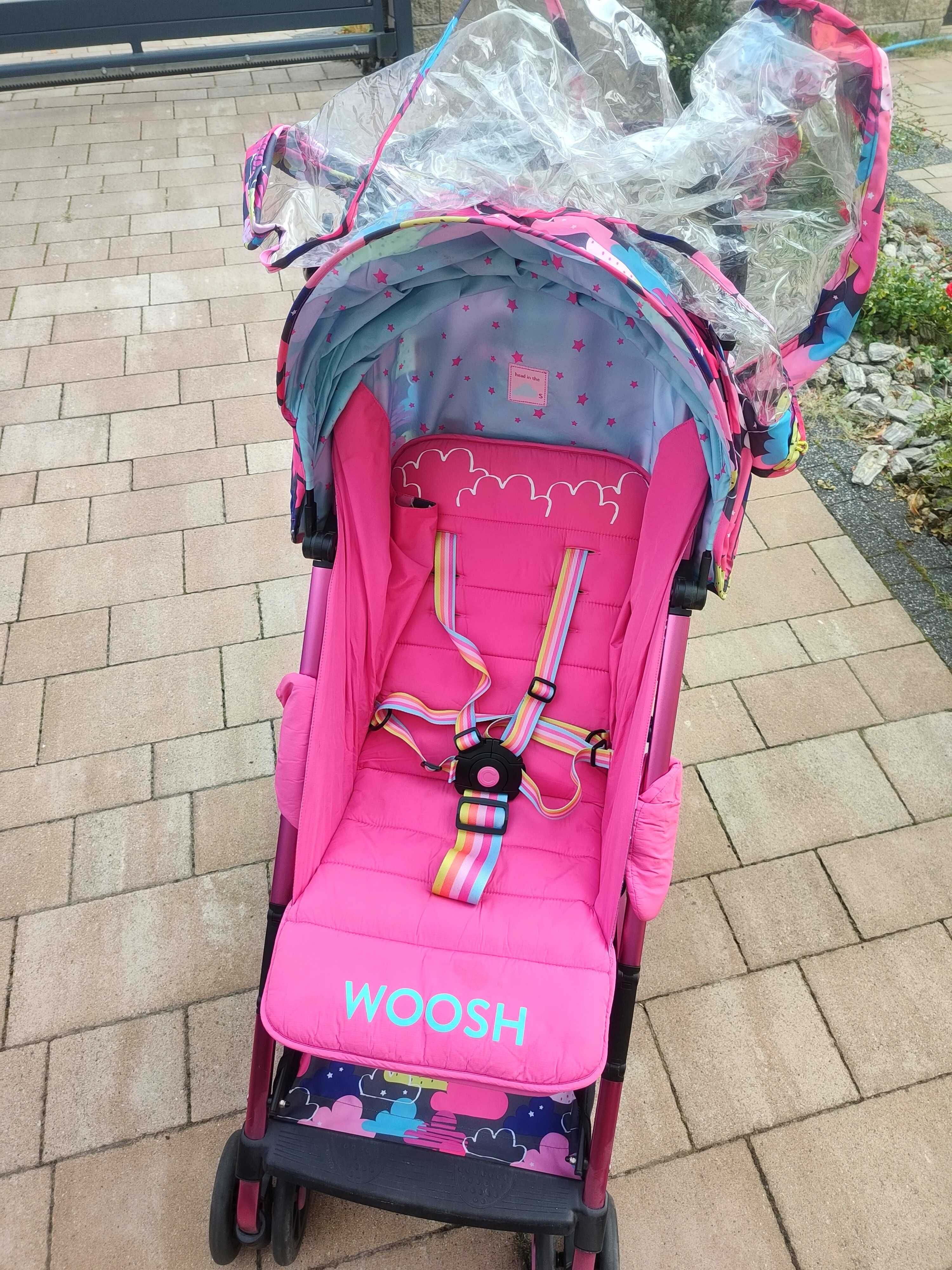 Wózek spacerówka różowy chmurki dla dziewczynki Cesatto Woosh