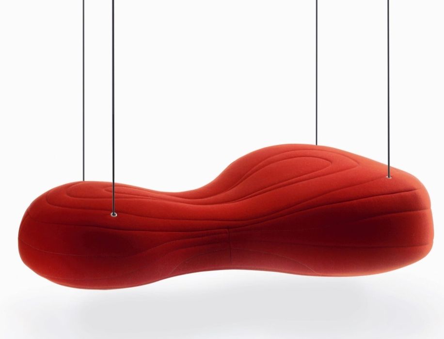 Zolta dwuosobowa sofa hustawka Noti bouli podwieszana