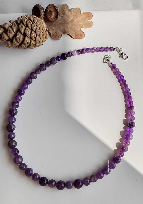 Натуральный аметист, аметистовое ожерелье, бусы аметистовые