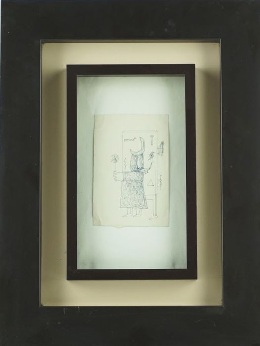 Cesariny - Original - Mulher Lua - desenho a esferográfica sobre papel